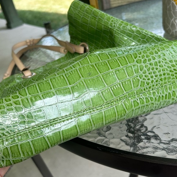 Vintage Croft & Barrow Crocodile Lime Green Embossed Tote/purse - Picture 4 of 4